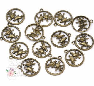 Charms, pendants - Pendant bronze birds 1