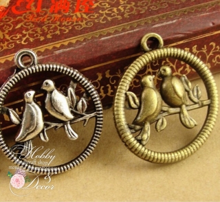 Charms, pendants - Pendant bronze birds 2